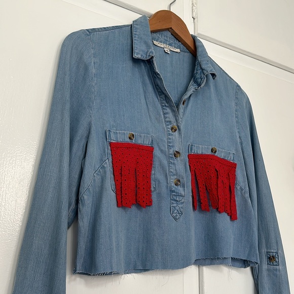 Alexia Admore Cropped Denim Top - Picture 1 of 6